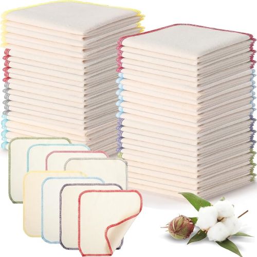 Mixweer 96 Pcs Flannel Cloth Baby Wipes Reusable Baby Diapers Wipes
