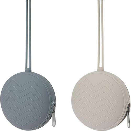 2 Pack Silicone Pacifier Holder Case, BPA-Free Silicone Newborn Pacifier Pouches for Baby Boys & Girls, Portable Silicone Pacifier Container Case (Light Grey/Tradewinds)