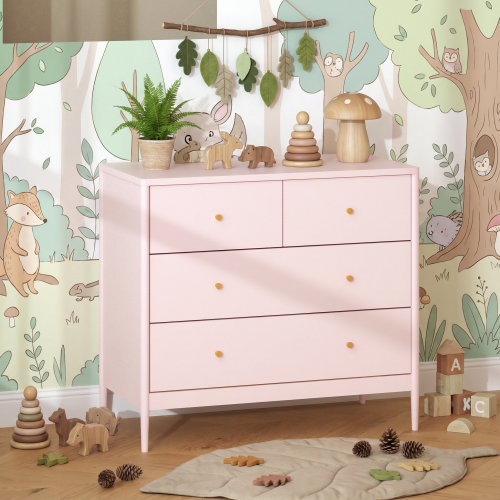 Trinx White Wooden Kids Dresser with 4 Drawers, 35.4" Wide Storage Chest Organizer for Toddler Bedroom, Nursery & Apartment Closet | Wayfair