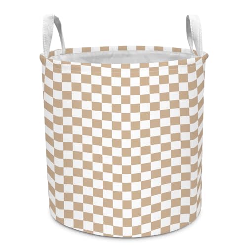 Checkered Laundry Basket Foldable Storage Handles 13.8x15.8 In | Laundry Hamper Cute Nursery Storage Bin Baby Hamper for Girls Boys Bedroom Dorm Laundry Room Collapsible Toy Organizer