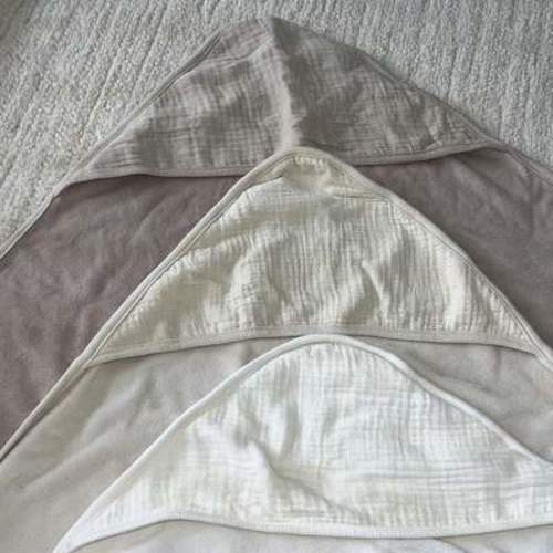 Baby 3pk Muslin Hooded Towel - Cloud Island™ Bronze: Extra Lightweight Cotton, French Terry, 30"x30"