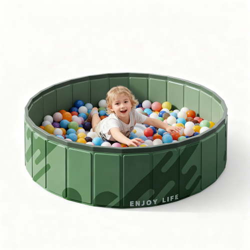 Hyindoor 48" Large Ball Pit for Toddlers, Foldable Anti-Slip Play Pit, Indoor Pool for Kids Small Dogs (Dark Green)