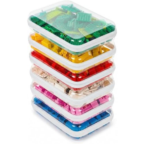 CoiiJoii 6PCS Clear Hard Shell Zipper Case,Portable Cosmetic Bag with Zipper,Kid's Toy Storage Organizer Bins,Hard Plastic Case,Clear Bags for Organizing