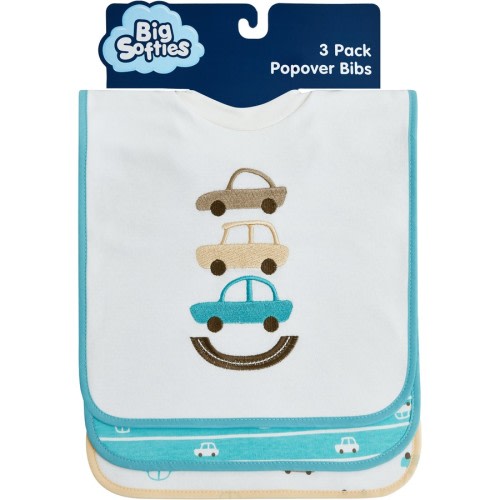 Big Softies Baby Popover Bibs 3 Pack - Blue - Blue - Size Onesize