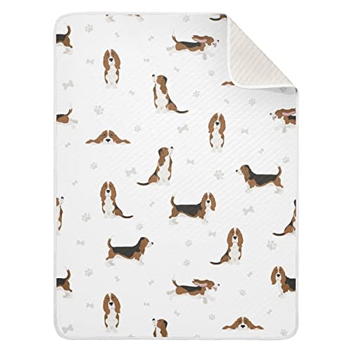 Ollabaky Basset Hound Dog Baby Blanket for Boys Girls Cotton Throw Blanket Swaddle Blanket for Crib Stroller Nursery Receiving Blanket Infant Toddler Unisex 30"x40"