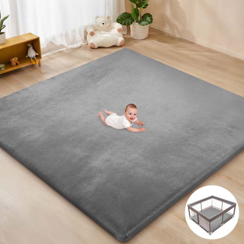 babyeap Baby Play Mat,50"x50" Playpen Mat,1.3" Extra Thick Crawling Mat for Floor Cushion,Removable Washable Cover Playmat for Babies Toddlers Infant,Gray
