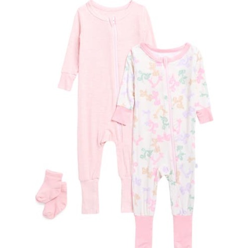 2-Pack Balloon Animals Stretch Viscose Pajamas & Socks Set