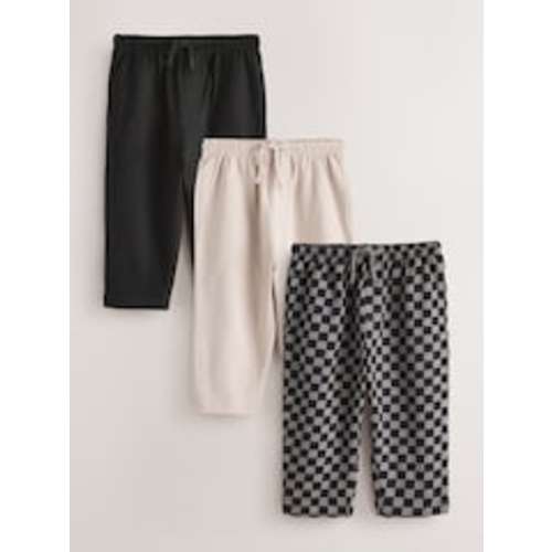 Buy Black Cement And Checkerboard Stripe Joggers 3 Pack (3mths-7yrs) from Next USA