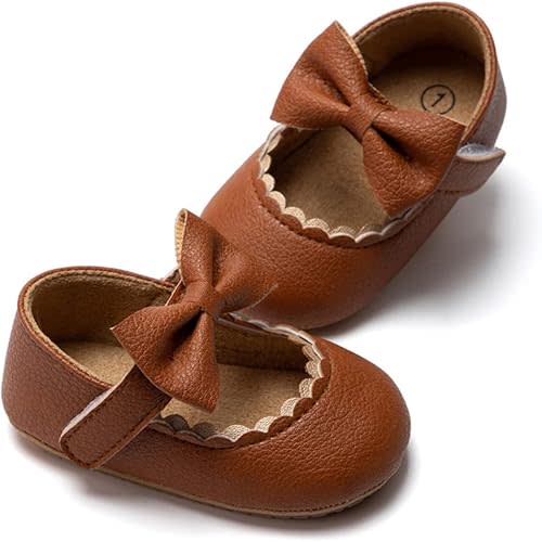 HsdsBebe Infant Baby Girls Mary Jane Flats Bow Non-Slip Soft Sole Princess Toddler First Walkers Sneaker Wedding Dress Shoes | Soft Sole, Non-Slip, Princess, Wedding, Bow, Toddler