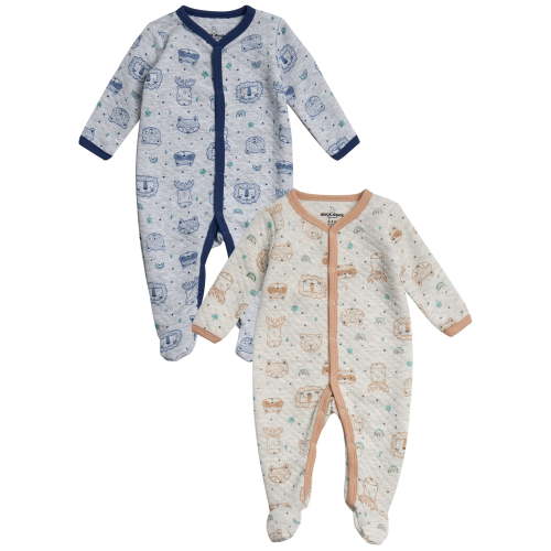 Duck Duck Goose Newborn Baby Boy's Coveralls - 2 Pack Sleep and Play Quilted Baby Onesies (0-9M)