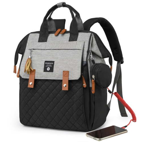 TOPCHANCES Diaper Bag Backpack, Multifunctional Baby Bag with Changing Station, 45L Large Capacity Baby Diaper Bags for Outdoor Travel (Black & Gray)