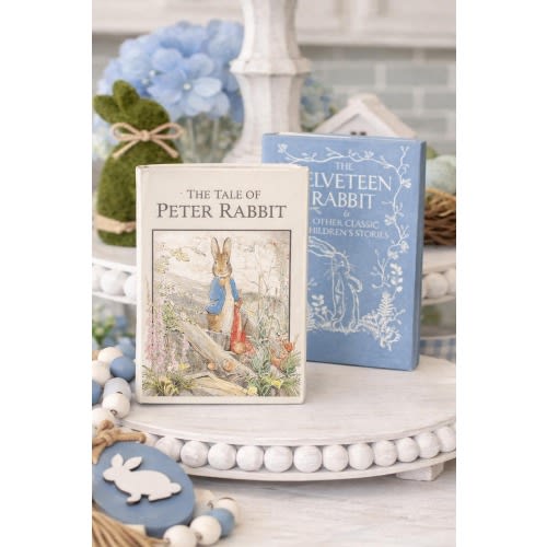 Peter Rabbit & Velveteen Rabbit Wooden Book Set – Nursery Decor