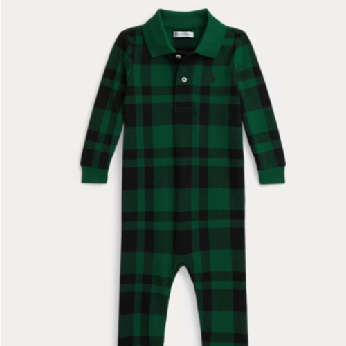 Plaid Cotton Mesh Polo Coverall