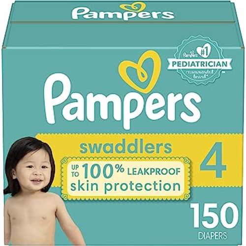 Diapers Size 4, 150 Count - Pampers Swaddlers Disposable Baby Diapers (Packaging & Prints May Vary)