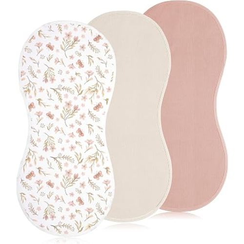Hahafelt 3 Pcs Changing Pad Liners Fits in Peanut Shaped Changing Pad Waterproof Diaper Mats Organic Cotton Mats are Warm on Baby's Back, Washable Reusable (Morandi Style,Multicolor)