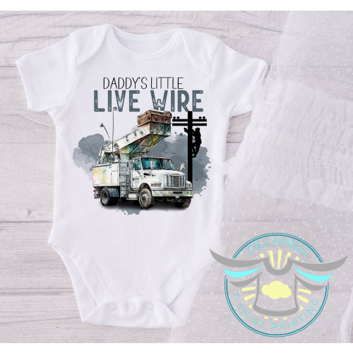 Lineman Baby Onesie® Daddy's Little Live Wire, Daddy's Boy, Baby Boy, Daddy Is My Hero, Rescue, Baby Shower Gift, Dad Gifts, Occupation