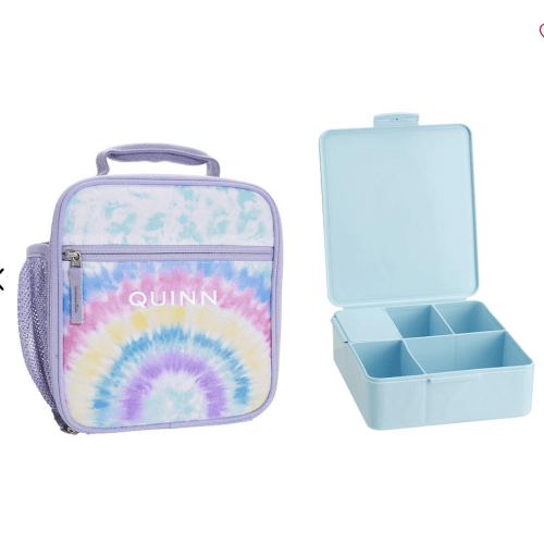 Mackenzie Aqua Rainbow Bright Tie-Dye Lunch & Bento Bundle, Set of 2