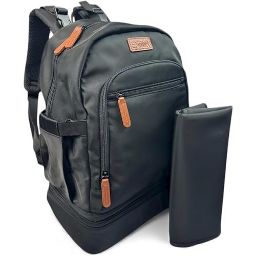 EMBUR Diaper Bag Backpack with Detachable Insulated Cooler – Waterproof, Lightweight Baby Bag with Multi-Compartments, Stroller Straps, Changing Pad, Large Capacity, Ice Packs Included