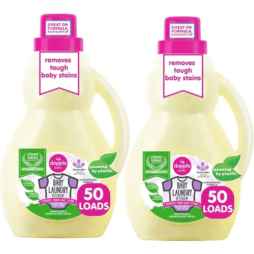 Dapple Baby Laundry Detergent, Powered by Plants, Concentrated, Hypoallergenic, Lavender, Stain Remover, 50 Fl Oz (2 Pack)