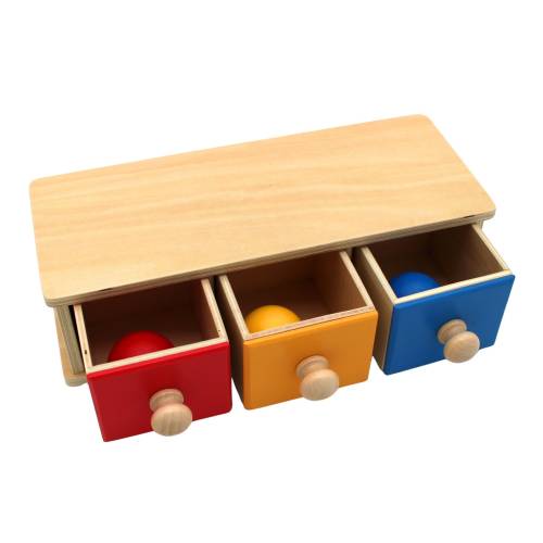 Montessori Object Permanence Box with Bins and Balls