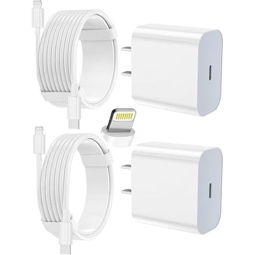 iPhone Charger Fast Charging 2 Pack Type C Wall Charger Block with 2 Pack [6FT&10FT] Long USB C to Lightning Cable for iPhone 14/13/12/12 Pro Max/11/Xs Max/XR/X,AirPods Pro