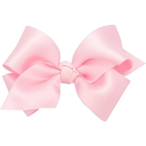 Wee Ones Girls' French Satin Hair Bow with a Knot Wrap Center, No-Slip Hair Clip, Handmade
