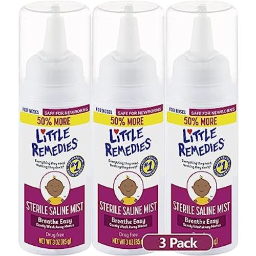 Little Remedies Sterile Saline Nasal Mist | Safe for Newborns | 2 FL OZ | 3 Pack