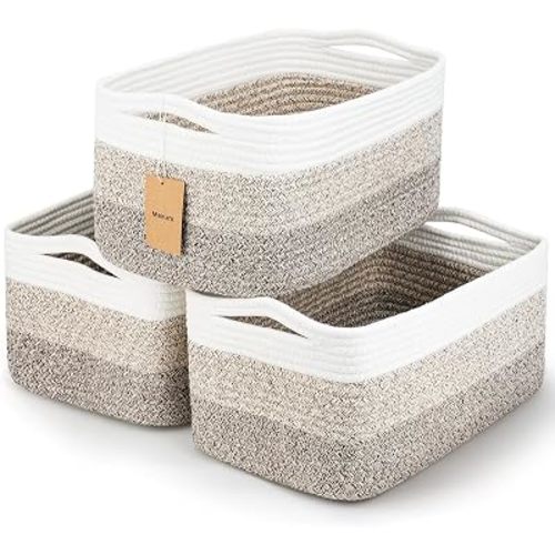 3 Pack Storage Baskets for Organizing, 13.7×9.5×6.3", Gradient Brown