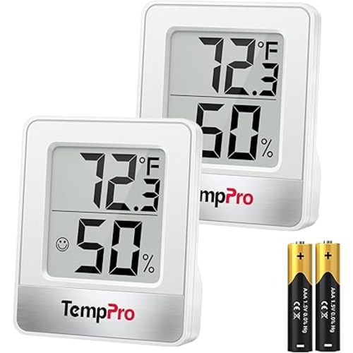 TempPro TP49 2 Pieces Digital Hygrometer Indoor Thermometer Humidity Meter Mini Hygrometer Thermometer with Temperature and Humidity Monitor Room Thermometer (Previously ThermoPro)