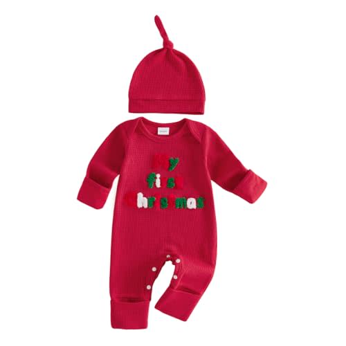 Newborn Baby Boy Thanksgiving Outfit Waffle Little Turkey Romper and Hat | Newborn Baby Boy Waffle Letters Little Turkey Embroidery Romper Onesie and Hat My First Thanksgiving Baby Boy Outfit