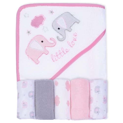 Baby Towels and Baby Wash Cloths Set Hooded Towels Wipes Absorbent Bath Face Towels Burp Cloths or Face Towels for Girl Boy 6-Pack