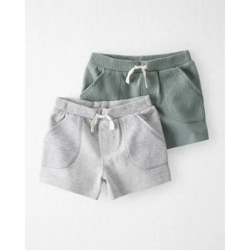 Baby 2-Pack Organic Cotton Waffle Knit Shorts - Little Planet | Carter's