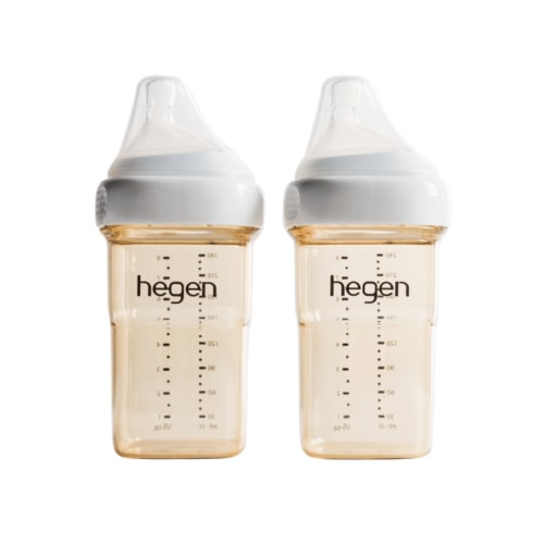 Hegen PPSU Anti-Colic Baby Bottle - 3 to 6 Months - 240ml/8oz - 2-Pack - White