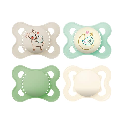 MAM Variety Pack Baby Pacifier, Includes 3 Types of Pacifiers, Nipple Shape is Developed with Dentists, 0-6 Months, Unisex, 4 Count (Pack of 1)