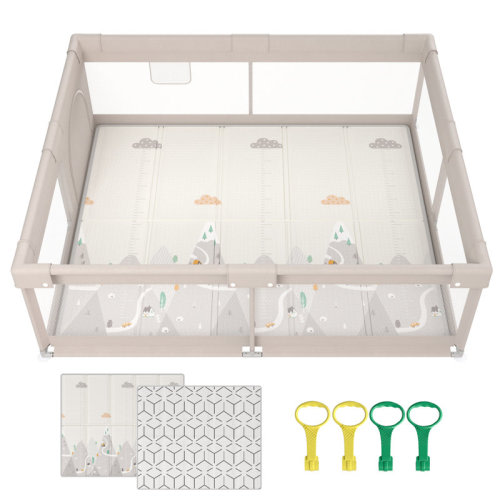 Uanlauo Baby Playpen with Mat, 59x59inch - Mountain