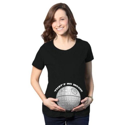 Maternity Thats No Moon Cute T Shirt Funny Pregnancy Announcement Baby Bump Tee - Crazy Dog Maternity T Shirt With Movie Sayings Black L