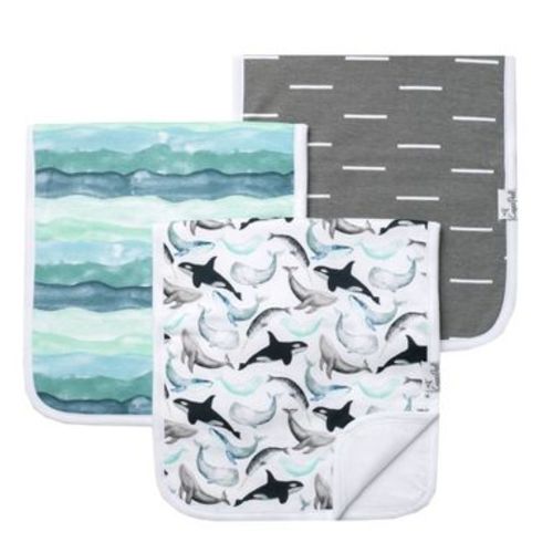 Copper Pearl Kai Burp Cloth - 3pk: Cotton Material, Ocean Theme