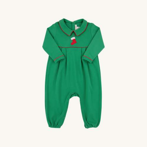 Long Sleeve Bradford Romper - Kiawah Kelly Green & Stocking