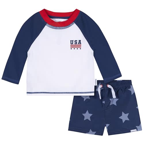 Gerber Baby & Toddler Boys Long Sleeved Rashguard Swim Bathing Suit Set