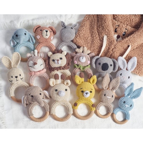 Animal Rattle with Babies Name, Custom Baby Shower Gift, Name Engraving Rattle, Rattle Ring for Newborn Gift, Newborn Gift, Gift for Nephew