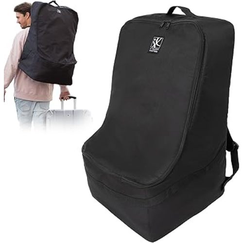 J.L. Childress Padded Backpack Car Seat Bag - Travel Bag for Airplane, Fits Most Baby & Infant Car Seats, Boosters, & Carriers, Airport Accessories for Gate Check or Baggage Check - Ultimate, Black