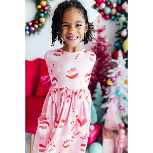 Jingle Bells 3/4 Sleeve Pocket Twirl Dress