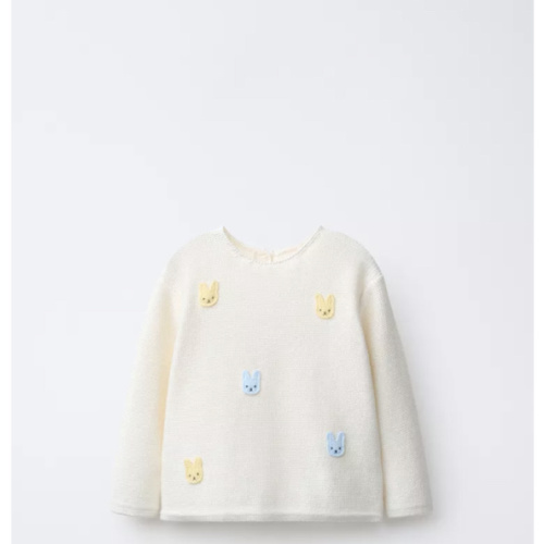 KNIT JUMPER WITH BUNNY PATCHES - Ecru | ZARA United States