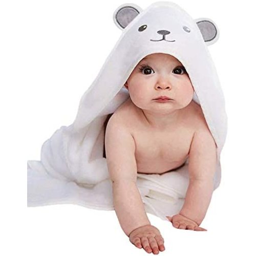 HIPHOP PANDA X - Large Bamboo Bath Towel for Toddler and Kids - Hooded Bath Towels with Bear Ears for Babies - Super Absorbent - Perfect Baby Bath Shower Gift - 1-6 Year - (Bear, 37.5 x 37.5 inch)