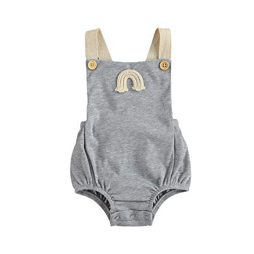 LOPJGH Newborn Baby Summer Romper Unisex Solid Color Button Jumpsuit Sleeveless Backless Overalls Outfits 1Pcs