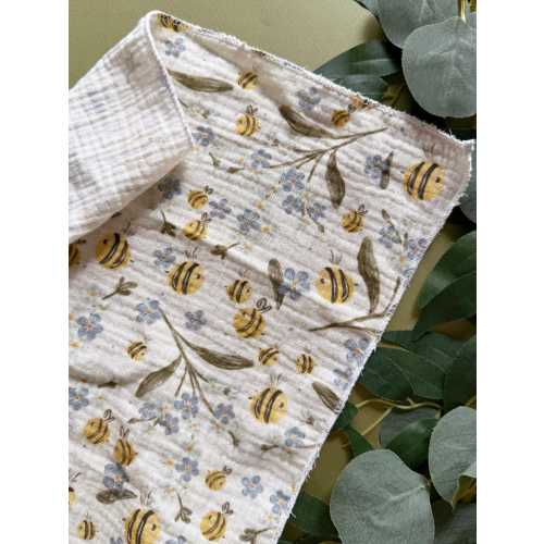 Forget Me Not Bee Muslin Cloth -Cotton Burp Cloth - Baby -Neutral New Baby Gift- Baby Shower Present -Children’s Clothing -Handmade