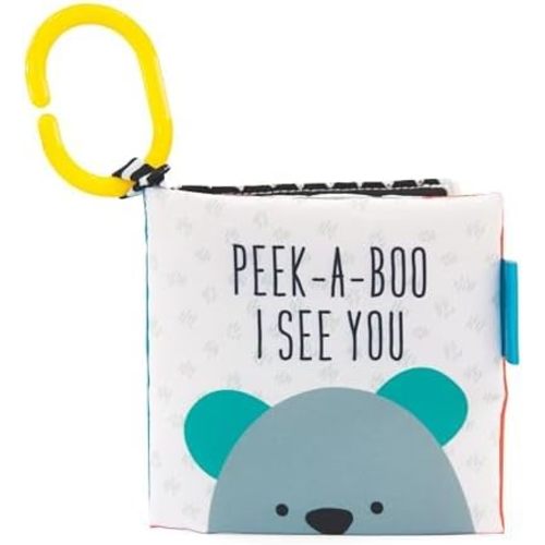 Sassy Peek-a-Boo Activity Book with Attachable Link for On-The-Go Travel, Sensory Play, Black & White, Ages 0+ Months
