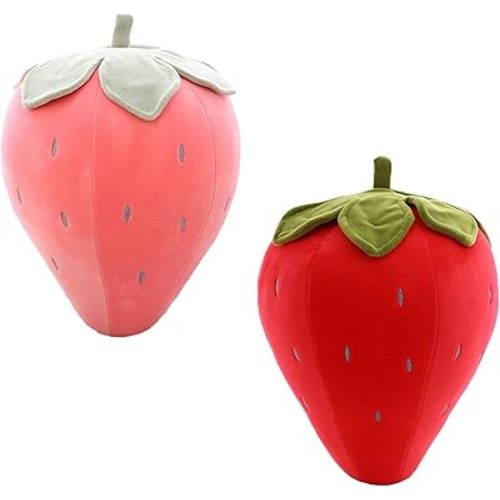 zhidiloveyou 2PCS 9" Strawberry Plush Pillow Soft Stuffed Fruit Toy for Kids Adults
