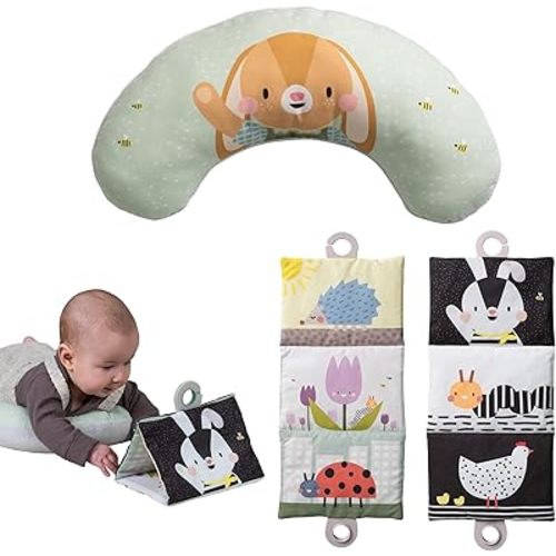 Taf Toys Tummy Time Double-Sided Crinkle Book & Baby Development Tummy Time Support Toy, Sensory Stimulation for Newborns 0-6 Months Sensory Toys