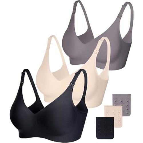 Vinfact Smooth Nursing Bras for Breastfeeding Seamless Maternity Bras for Pregnancy Wireless Bralette with Extra Bra Extender